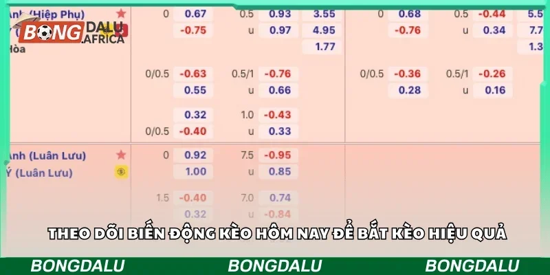 Theo dõi biến động kèo hôm nay để bắt kèo hiệu quả