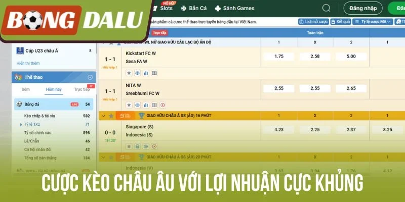 Cược kèo Châu Âu với lợi nhuận cực khủng