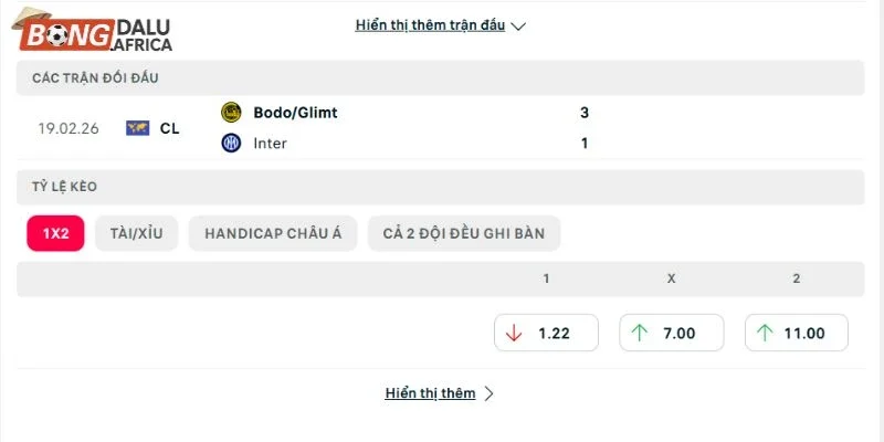 Kết quả cặp đấu Inter Milan vs Bodo Glimt